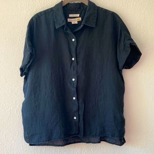 Navy Blue linen buttoned down shirt